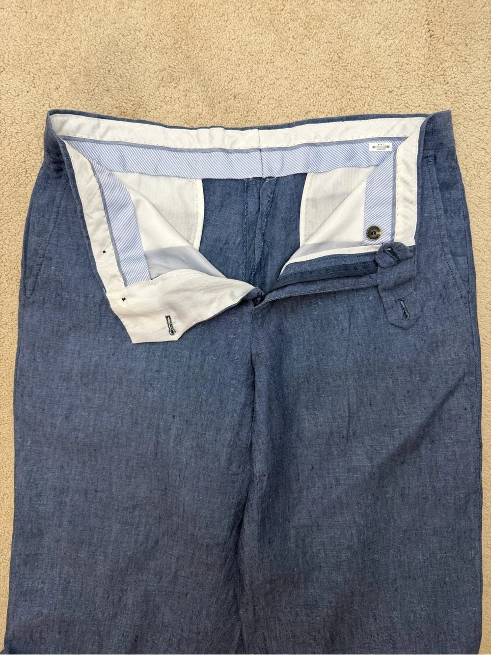 Light Blue Wide Leg Linen Blend Pants